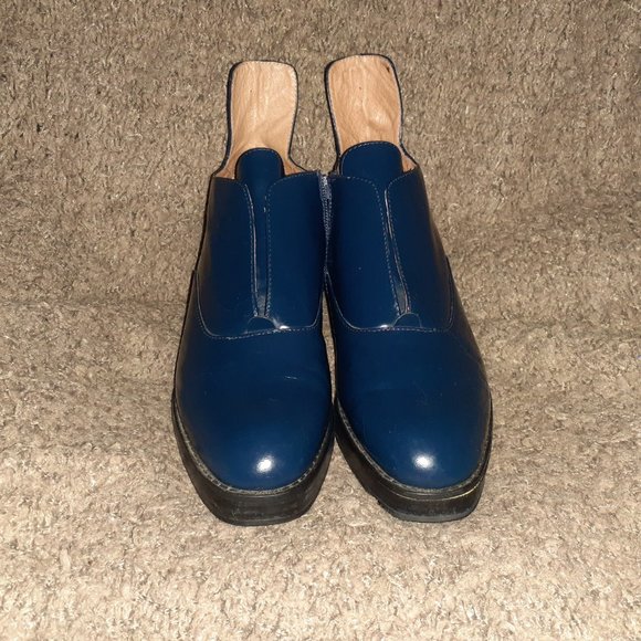JEFFREY CAMPBELL-Westerly Booties-Blue Brushed Patent Leather-Sz  7-Excellent - Picture 3 of 7